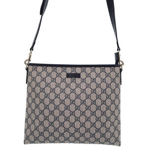 Gucci GG Plus Monogram Flat Messenger Crossbody Bag Brown